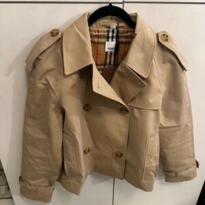 Beige Short Trench Coat - Women's Jacket